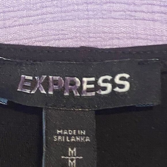 NWT Express Size Medium Midi "Slip On" Black Dress V-NECK - Picture 6 of 9